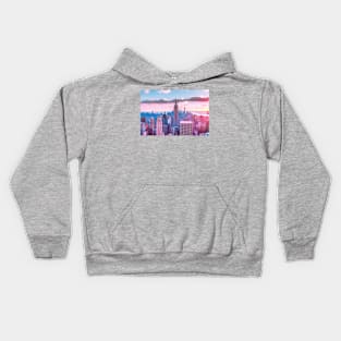 New York City Skyline - Pink and Blue Kids Hoodie